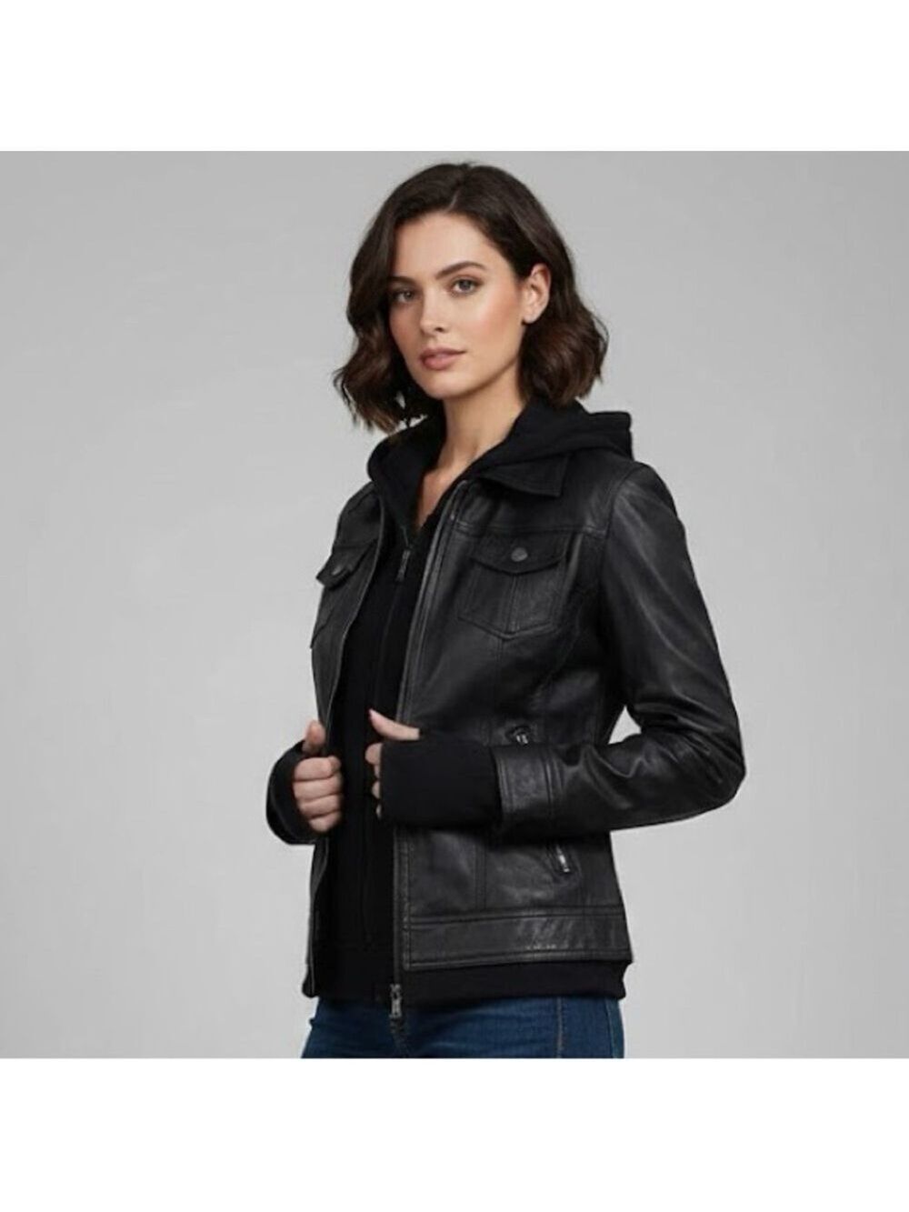 William Jacket Biker Slim Fit Hooded Motorcycle Leather Jacket